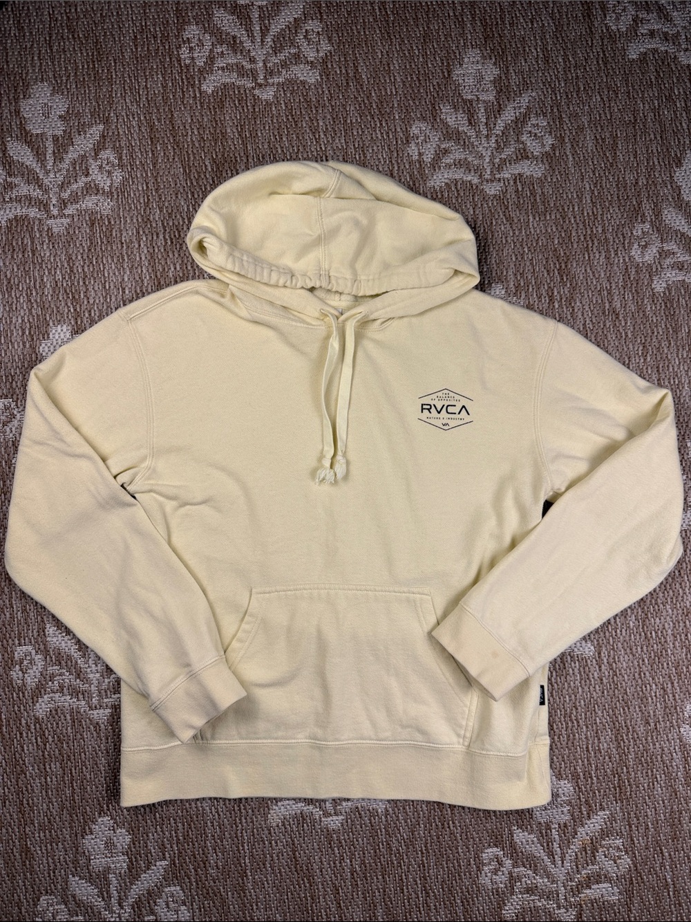 RVCA Pale yellow Hoodie with Subtle Logo